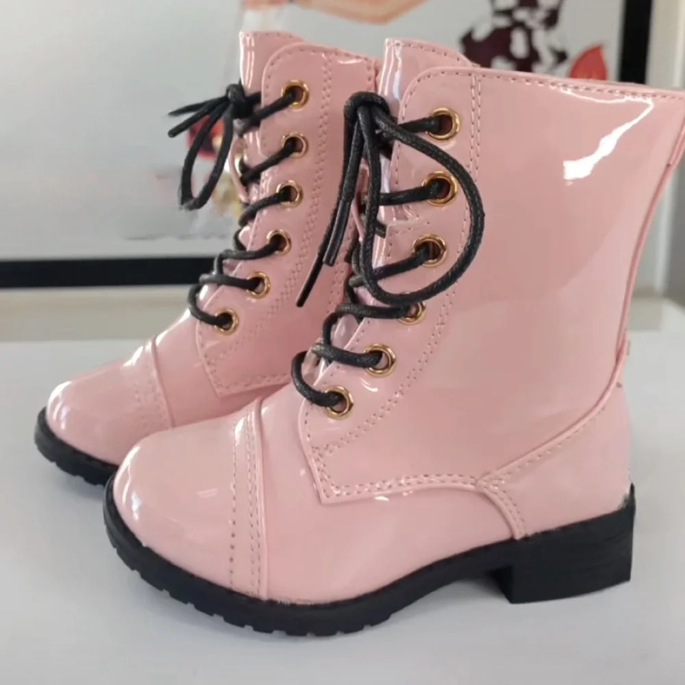 Pink Lace-Up Baby/Girl Boots